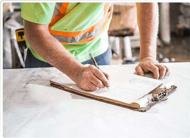 construction worker with clipboard